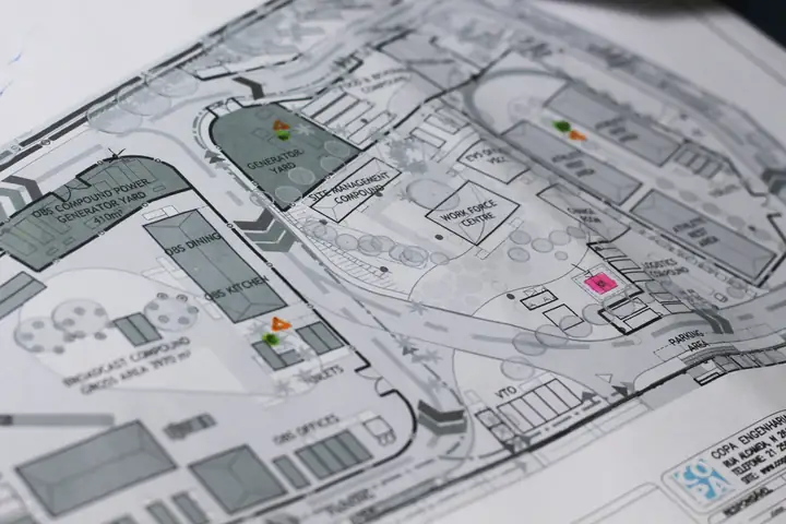 Planta de implantação de obra